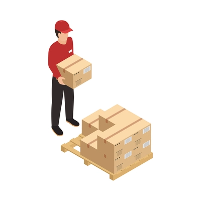 Cargo transportation logistic isometric composition with isolated delivery icon on blank background vector illustration