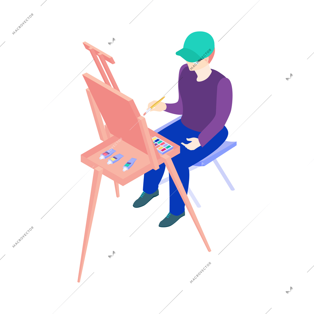 Isometric artist creative professions people composition with isolated images on blank background vector illustration