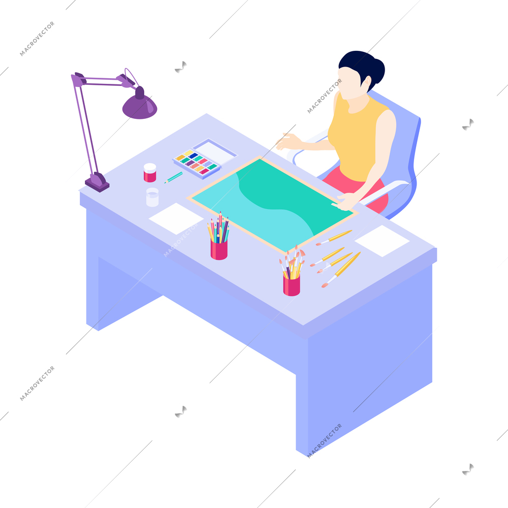 Isometric artist creative professions people composition with isolated images on blank background vector illustration