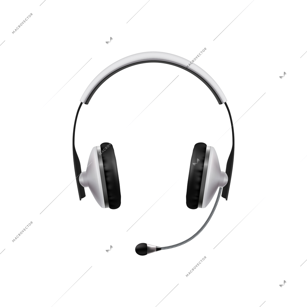 Headphones earphones realistic composition with isolated view of wearable listening gadget on blank background vector illustration