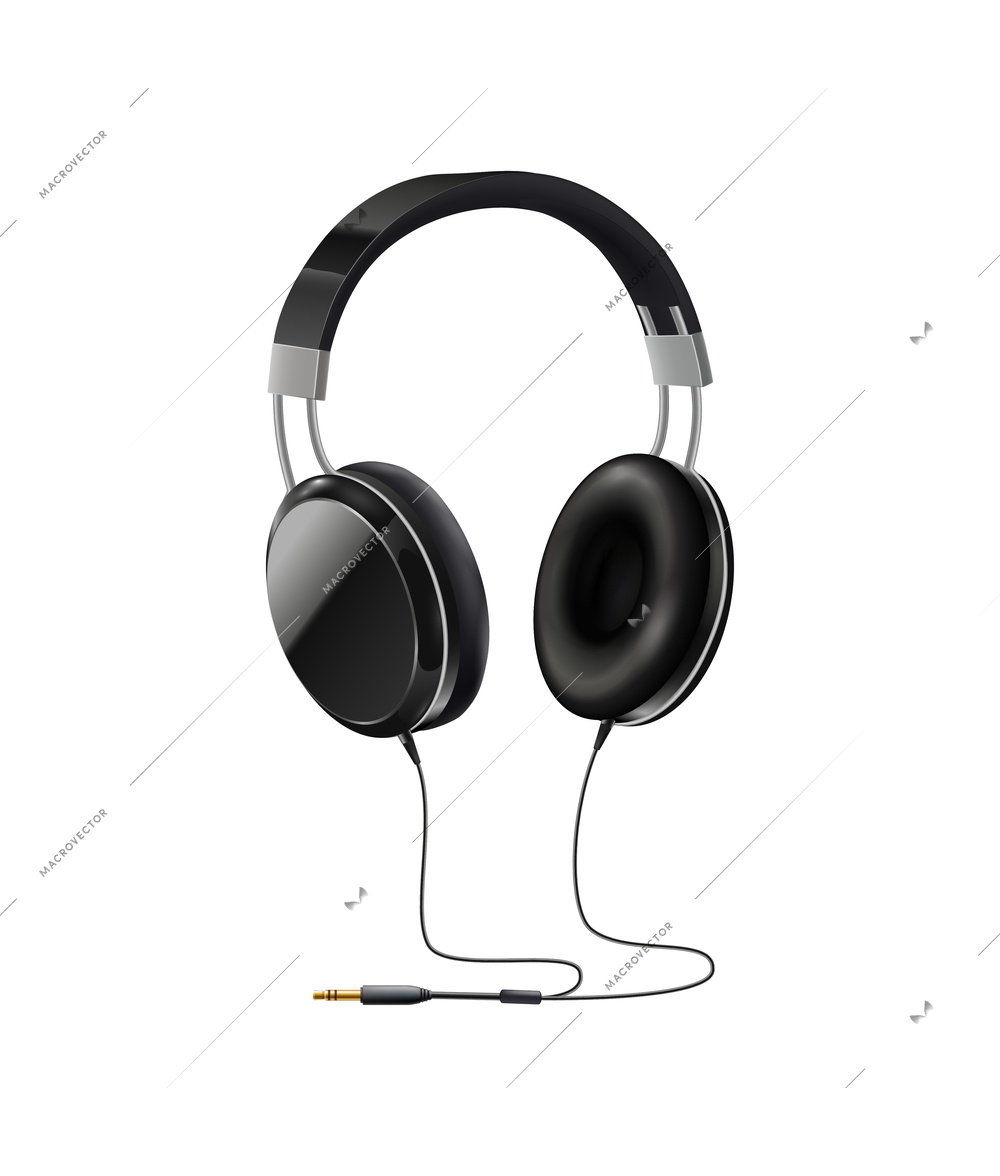 Headphones earphones realistic composition with isolated view of wearable listening gadget on blank background vector illustration