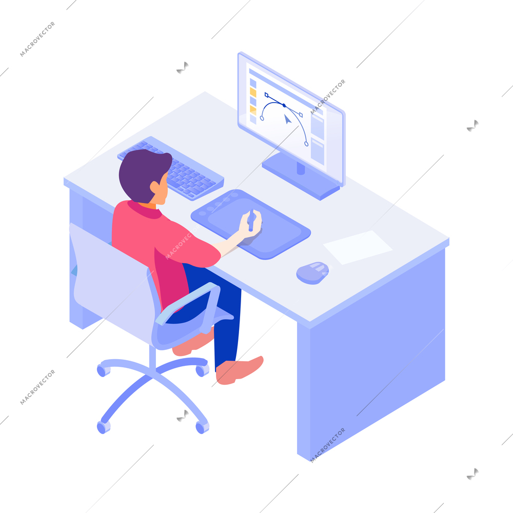 Isometric artist creative professions people composition with isolated images on blank background vector illustration