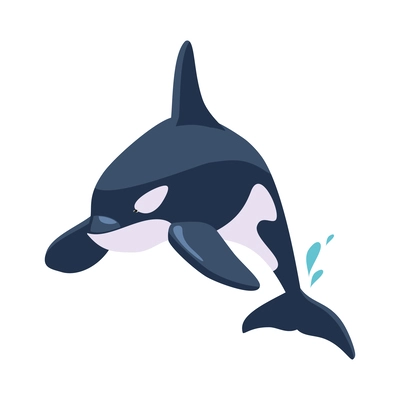 Sea circus isometric composition with isolated icon of marine animal performing trick in water vector illustration