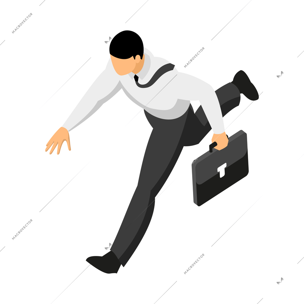 Isometric deadline composition with isolated human character of business person on blank background vector illustration