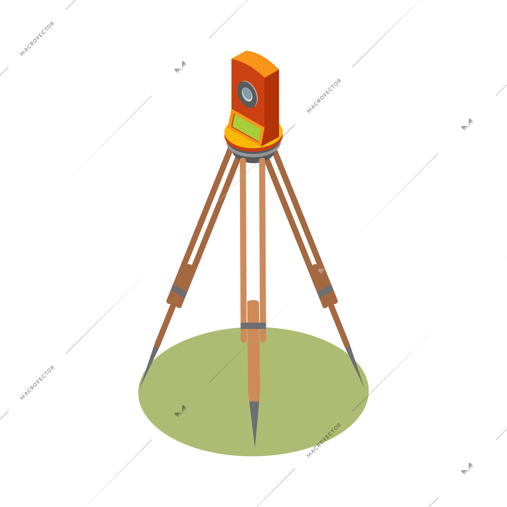 Earth exploration isometric composition with isolated image of geological tool on blank background vector illustration