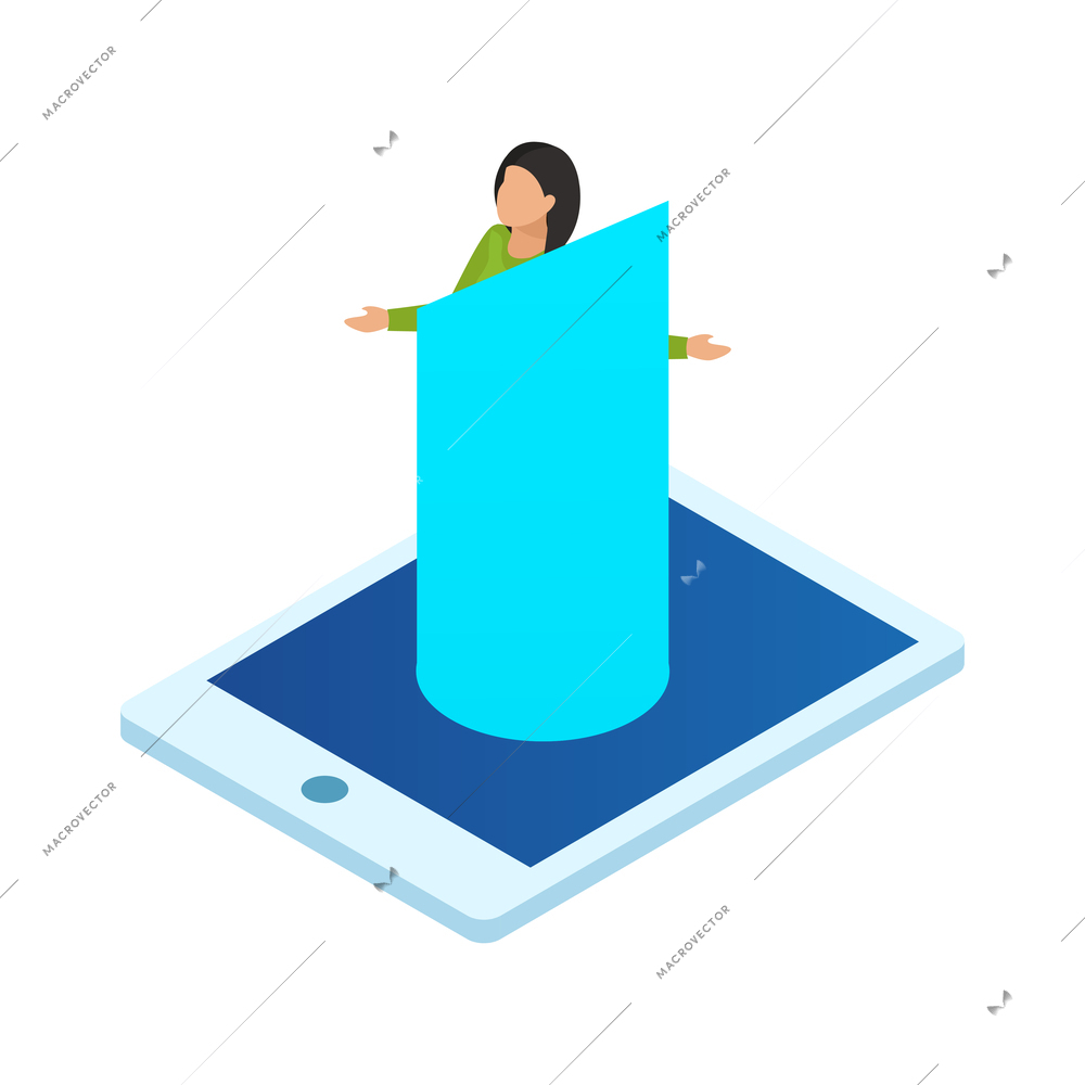 People and interfaces isometric composition with smart electronics icons and human character vector illustration