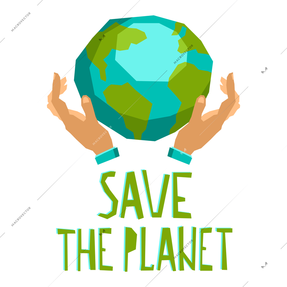 Human hands holding globe save the planet concept vector illustration