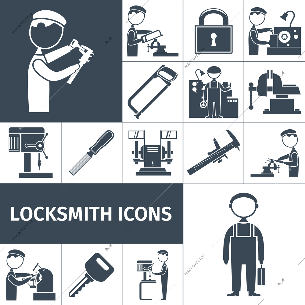 Locksmith equipment decorative icons black set with padlocks and keys isolated vector illustration