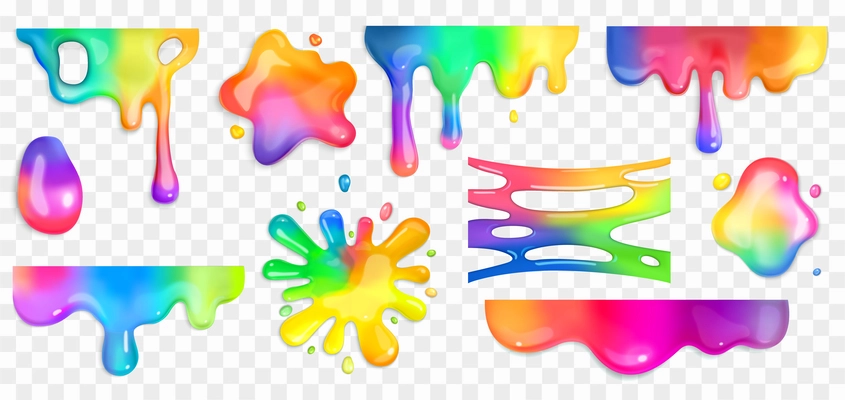 Glitter Slime Dripping Isolated On Transparent Background. Glossy