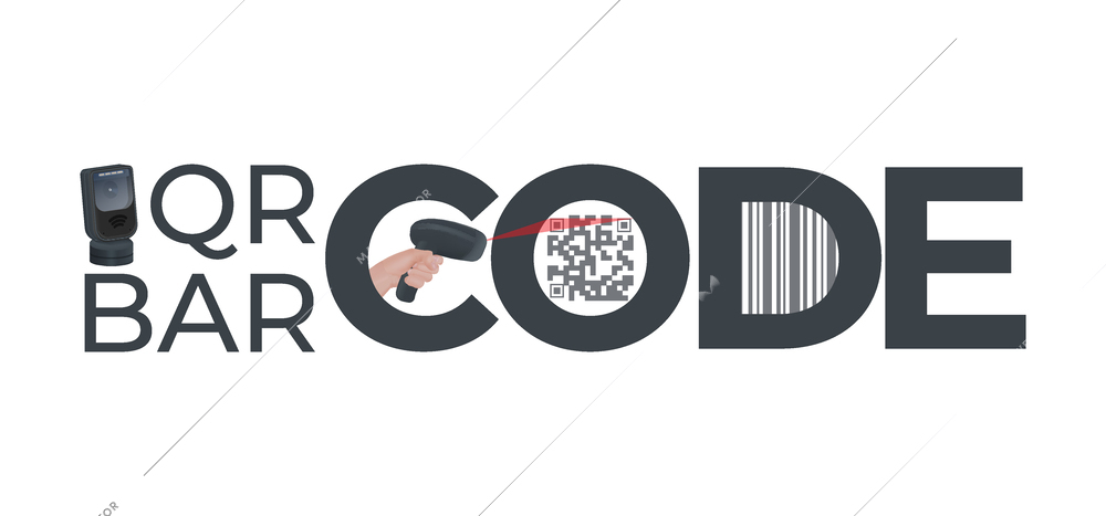 Scan codes realistic composition with editable text qr and barcode with scanner devices and laser rays vector illustration