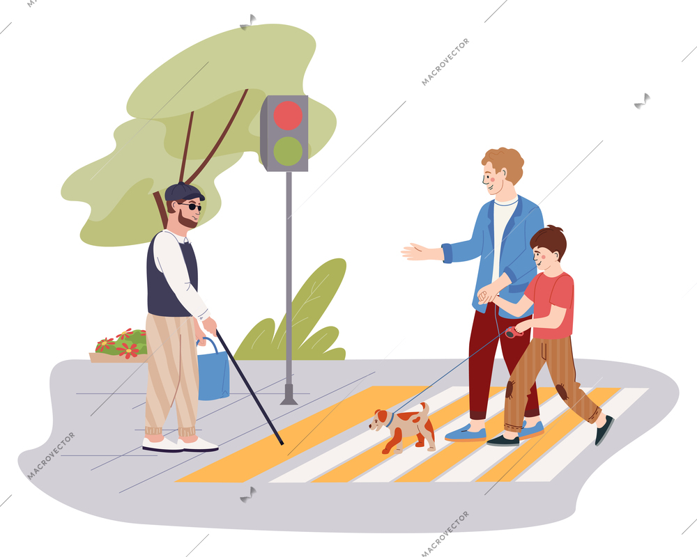 Accessible environment concept with street symbols flat vector illustration