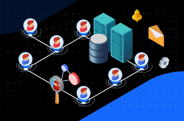 CRM isometric concept with customer involvement and conversion symbols vector illustration