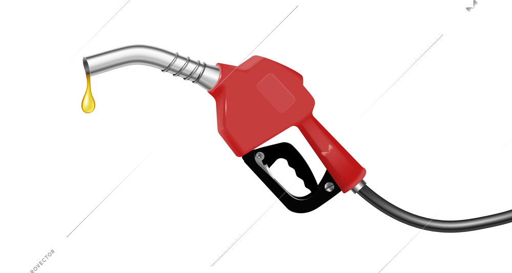 Handle pump nozzle with gold drop of expensive fuel gas realistic object isolated vector illustration