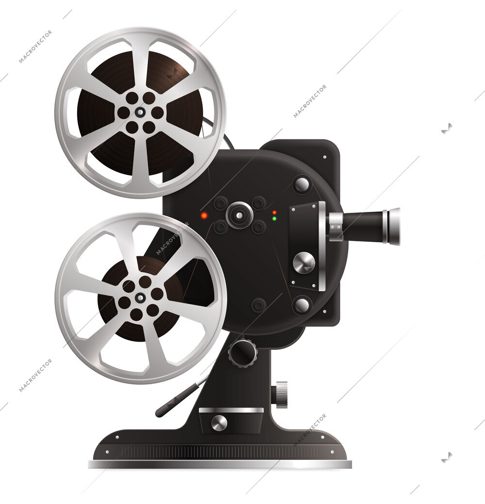 Retro vintage projector composition with isolated realistic image of film strip viewing device on blank background vector illustration