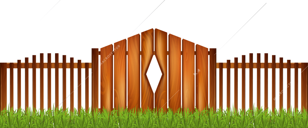 Rustic or farm fence made from natural wooden material realistic vector illustration