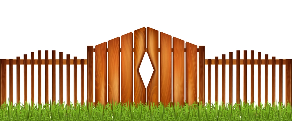 Rustic or farm fence made from natural wooden material realistic vector illustration