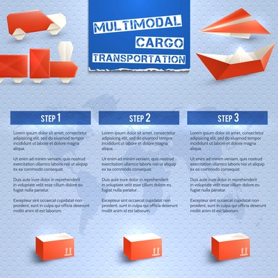 Origami logistic and shipping infographics set with paper transport vector illustration