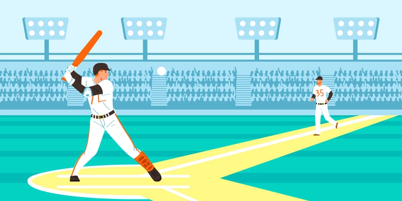 Summer sport competition background with baseball symbols flat vector illustration