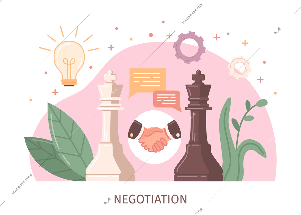 Conflict resolution flat cartoon with abstract negotiation process scene vector illustration