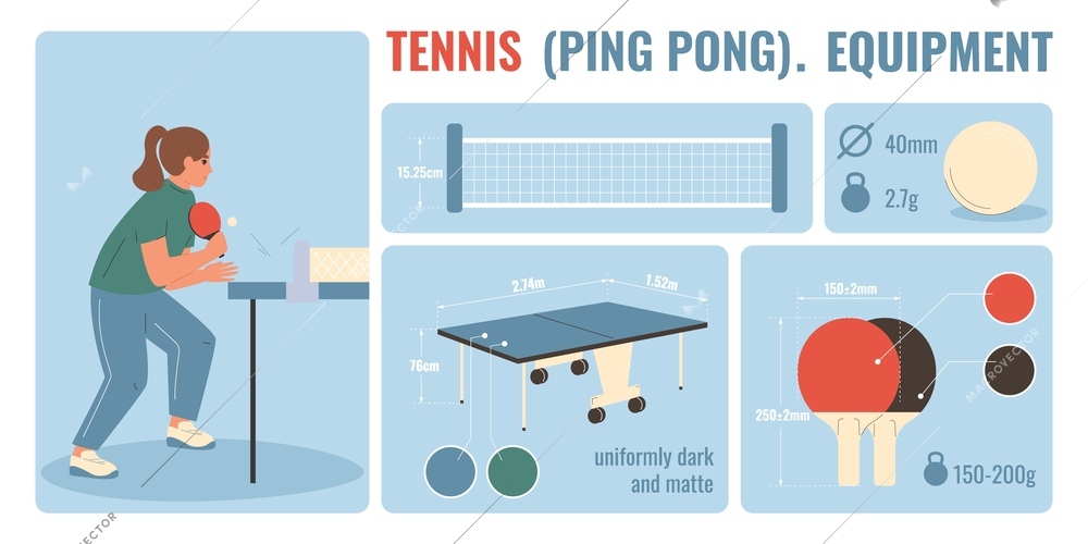 Ping pong flat concept with table tennis equipment vector illustration