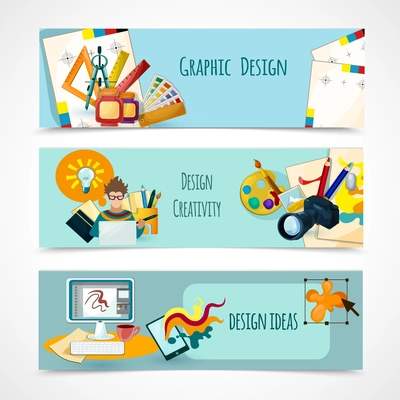 Design banners set with ideas graphic and creativity elements isolated vector illustration