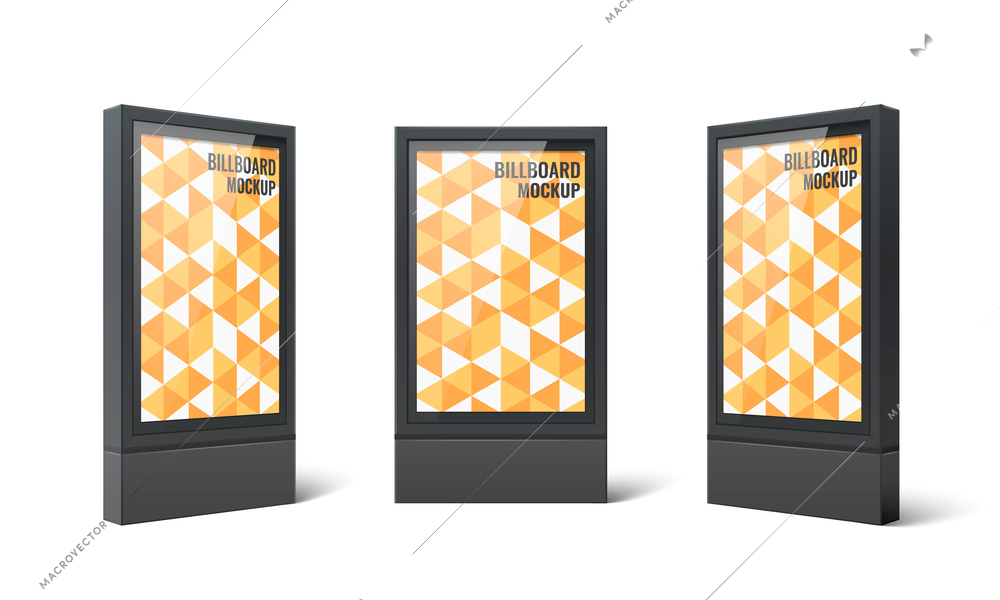 Billboard advertising icons set with realistic ad panel mockups isolated vector illustration