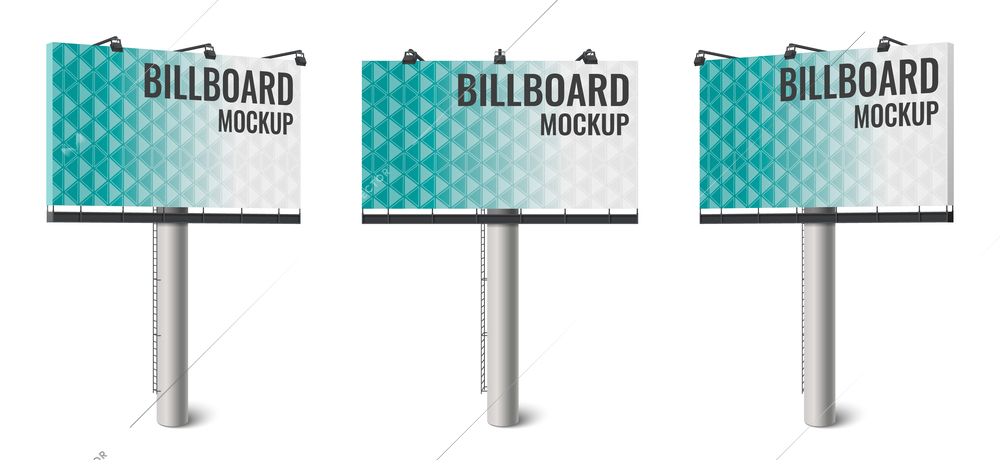 Billboard advertising realistic icons set with street panel mockups isolated vector illustration