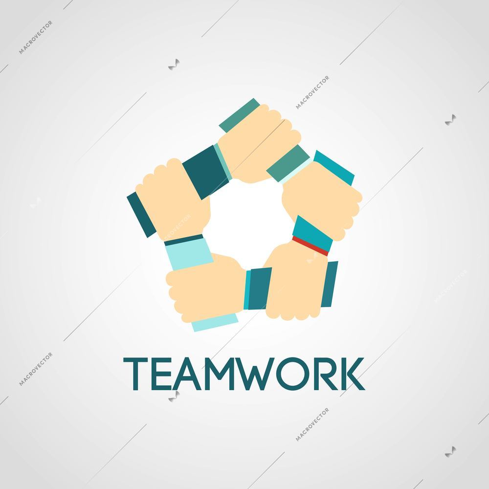 Ring of human hands teamwork flat icon isolated on white background vector illustration