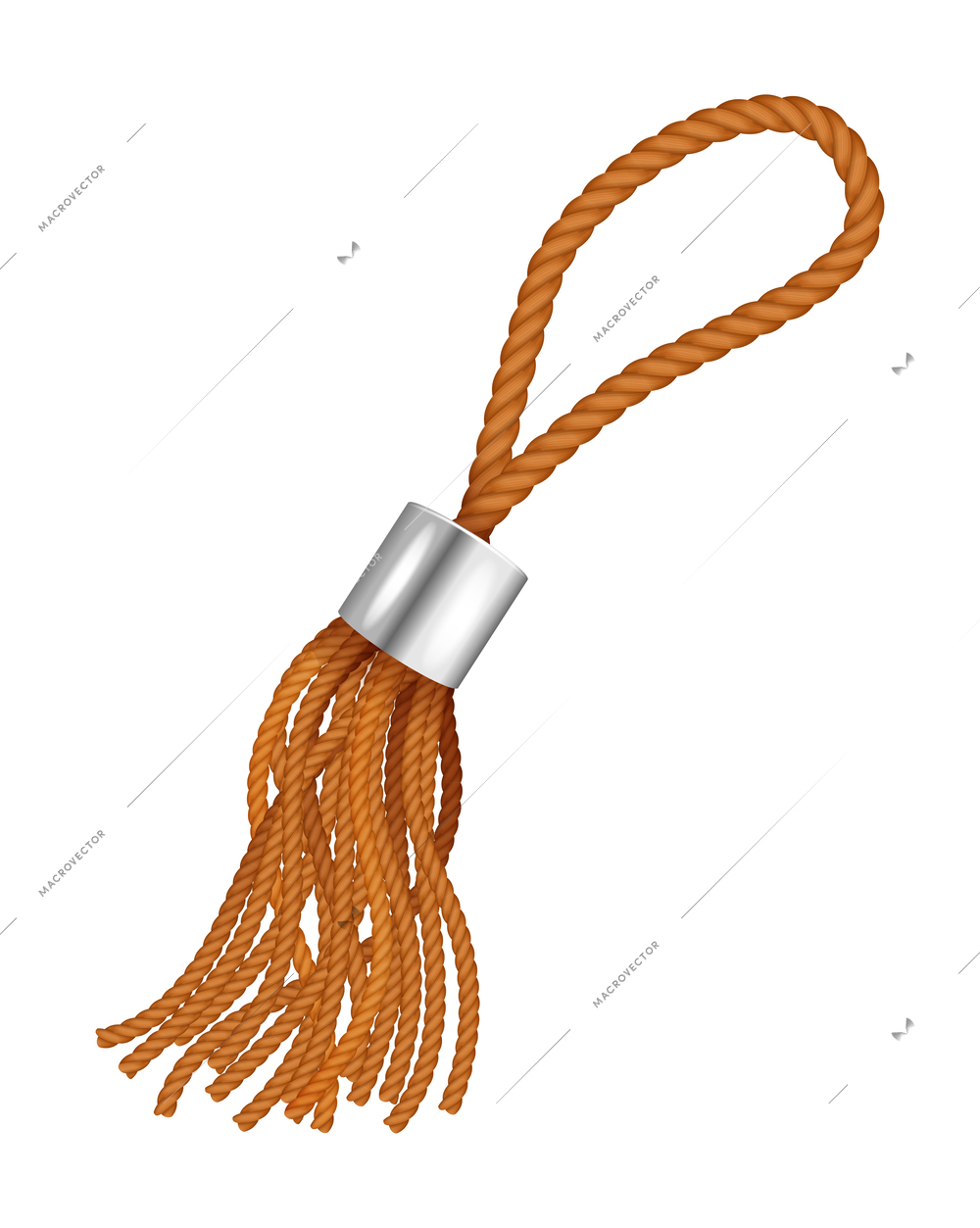 Silk or cotton rope tassel accessory for decoration of clothing  handbag and window curtain isolated object realistic vector illustration
