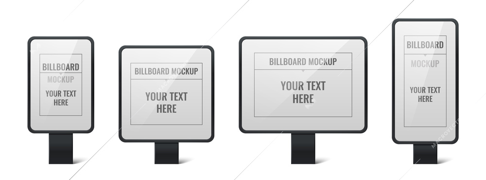 Billboard advertising icons set with realistic outdoor ad panel mockups isolated vector illustration