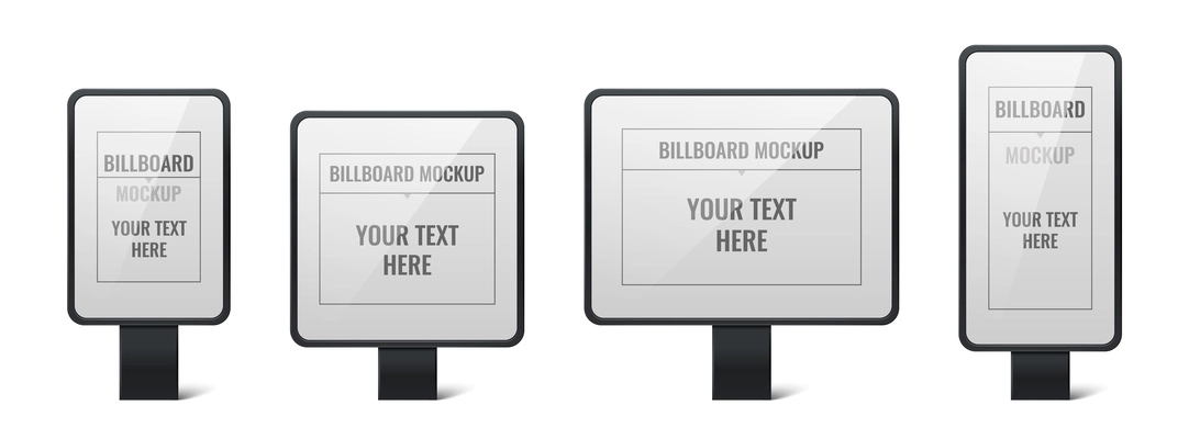 Billboard advertising icons set with realistic outdoor ad panel mockups isolated vector illustration