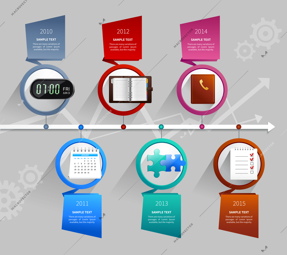 Time management infographics with paper origami business process elements vector illustration