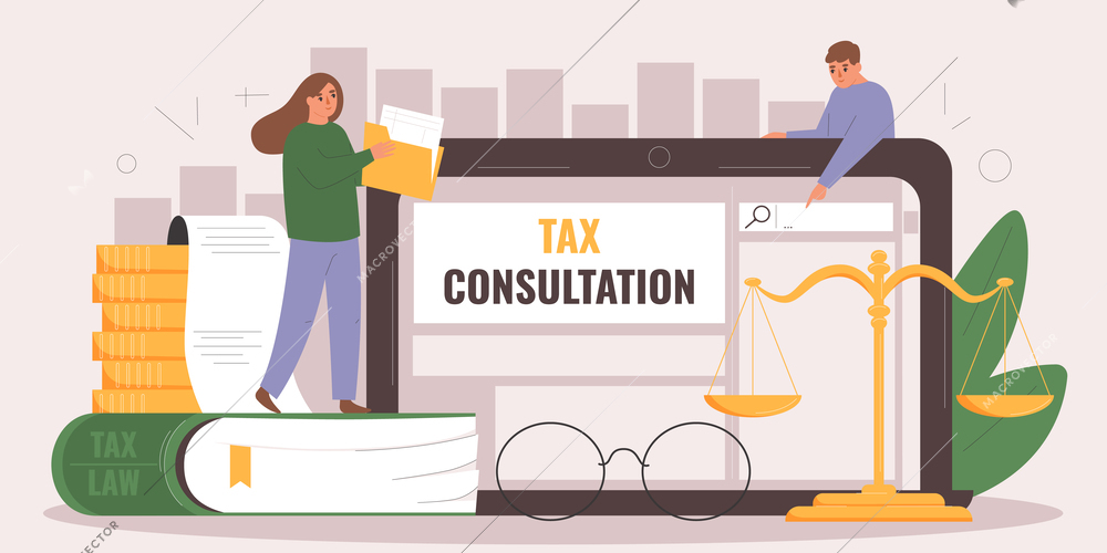 Tax pay flat concept with personal finance calculation vector illustration