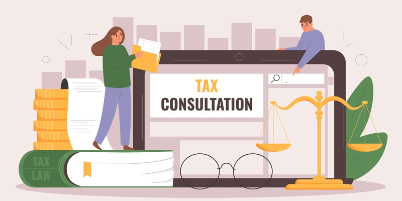 Tax pay flat concept with personal finance calculation vector illustration