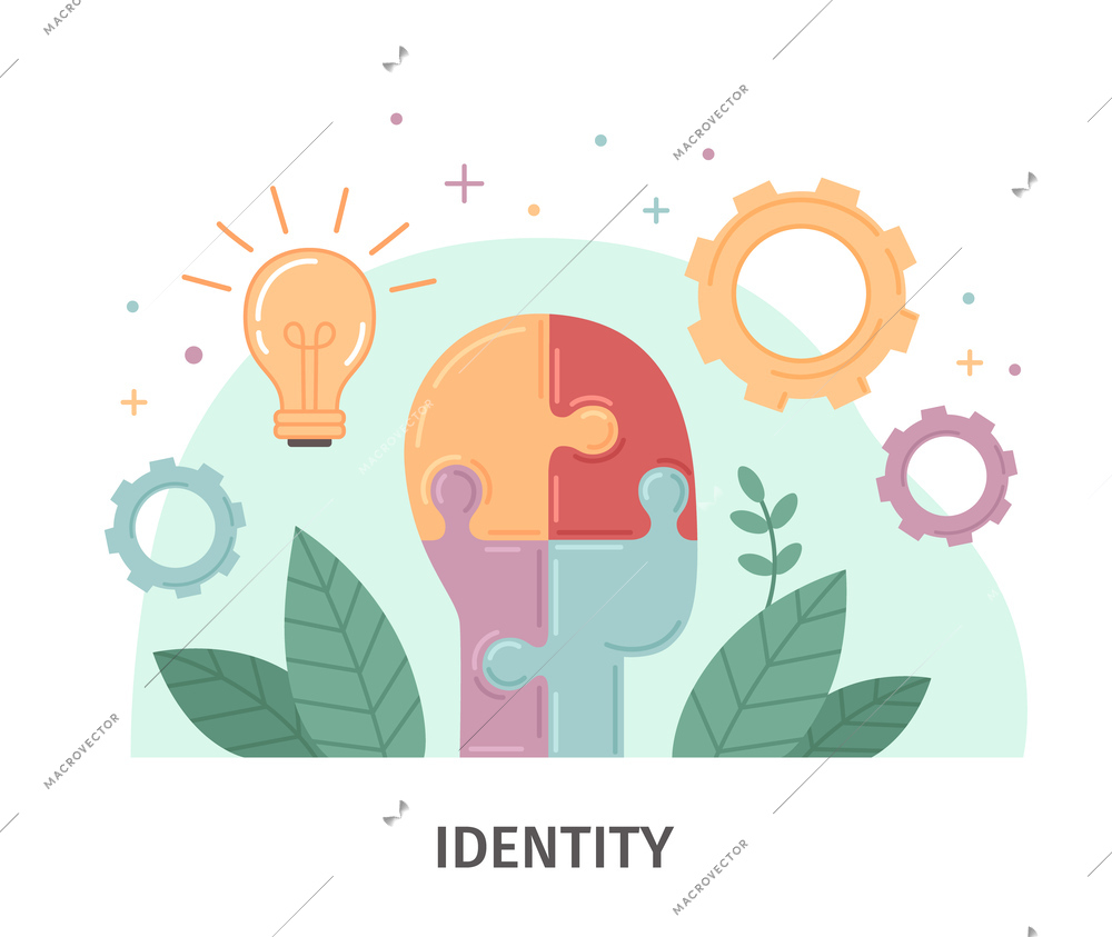 Personal branding flat composition with individual business identity symbols vector illustration