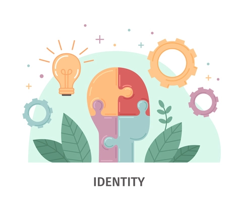 Personal branding flat composition with individual business identity symbols vector illustration