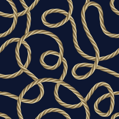 Twisted ship rope on navy blue background seamless pattern vector illustration