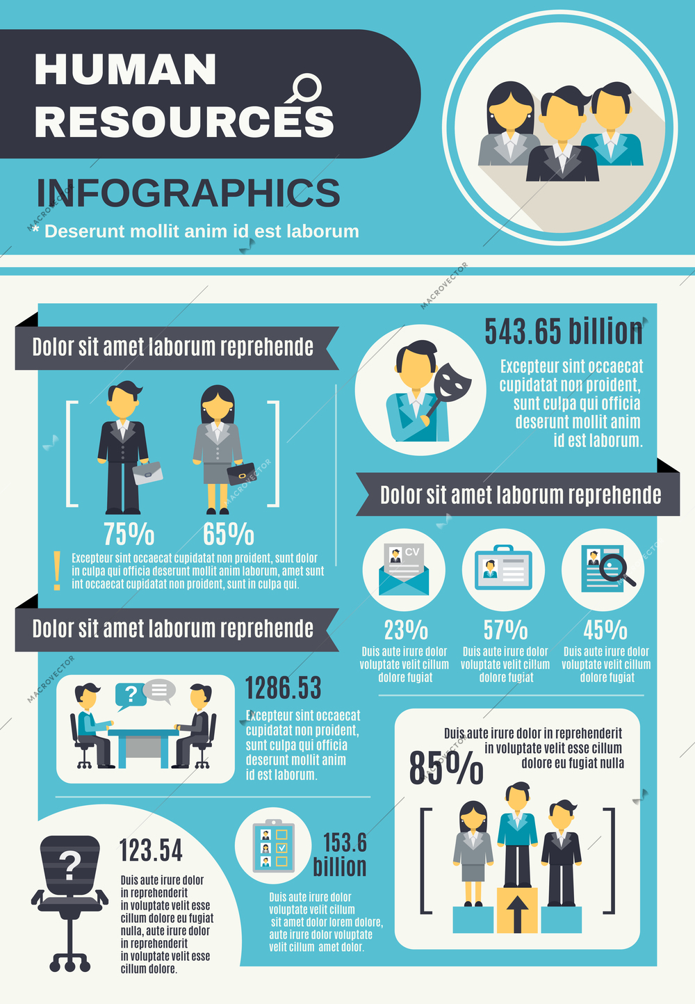 Human resources infographic set with business people organization information vector illustration