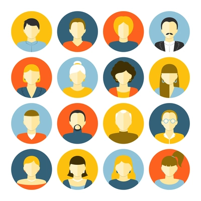 People of different generations avatars portraits icons set isolated vector illustration