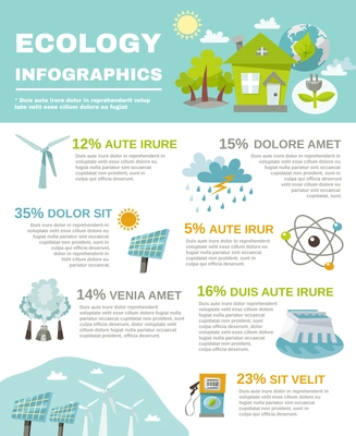 Eco energy infographics with ecology and green fuel symbols set vector illustration