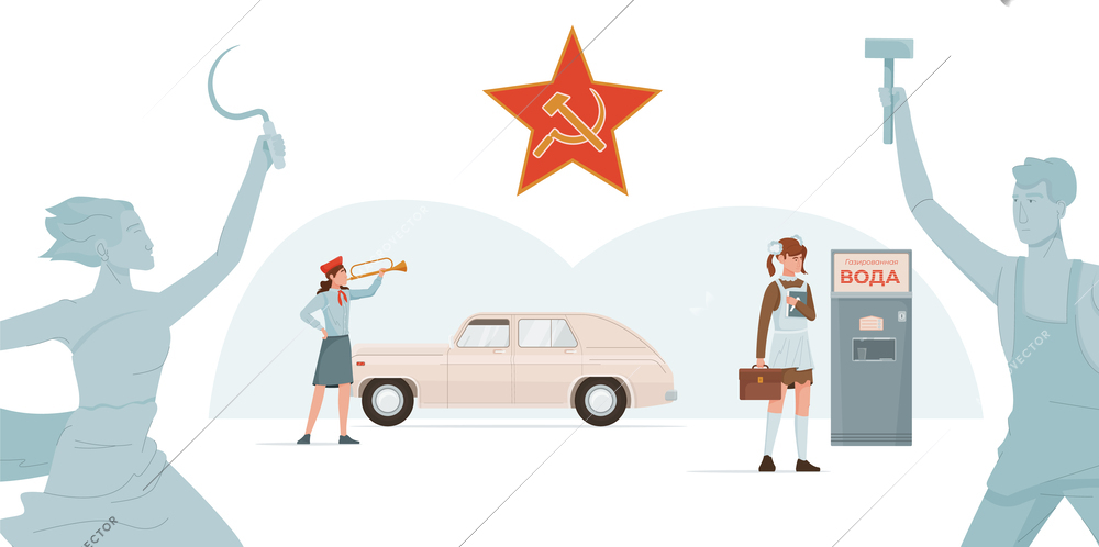 USSR symbol concept with star and worker symbols flat isolated vector illustration