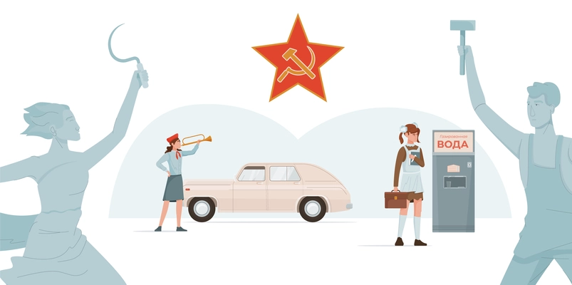 USSR symbol concept with star and worker symbols flat isolated vector illustration