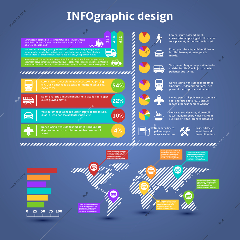 Transport traffic infographics elements for charts and graphs vector illustration