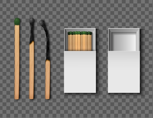 Traditional match sticks boxes on transparent background isolated vector illustration