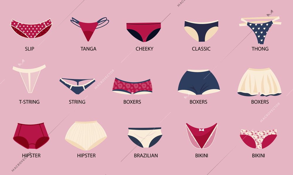 Lingerie underwear set with bikini and boxers symbols flat isolated vector illustration