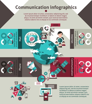 Communication technology infographics set with charts and graphs vector illustration