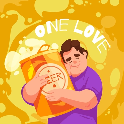 Beer cartoon concept with happy man holding keg vector illustration