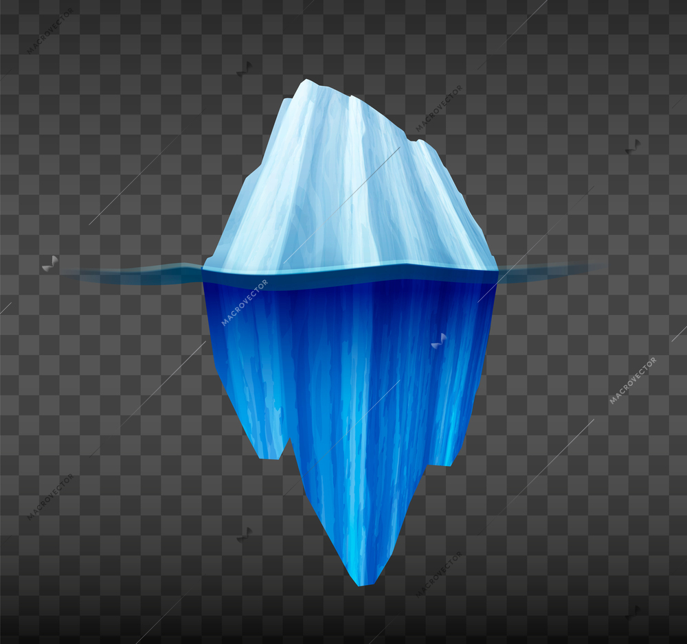 Iceberg realistic icon with blue glacier on transparent background vector illustration