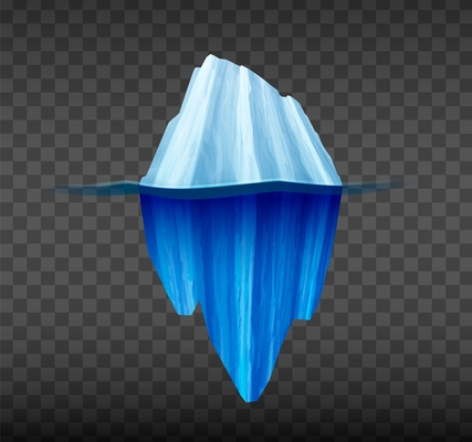 Iceberg realistic icon with blue glacier on transparent background vector illustration