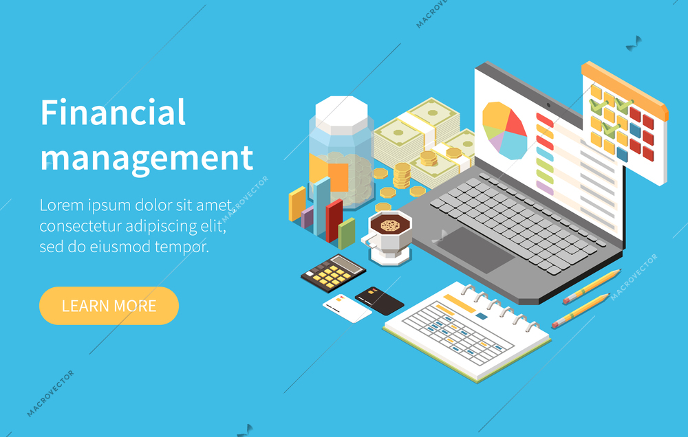 Personal finances isometric concept with digital financial management symbols vector illustration